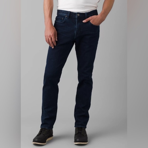 Prana Men’s NWT Hillgard Dark Wash Slim Straight Leg Jeans size 42 x 32 - Picture 1 of 8